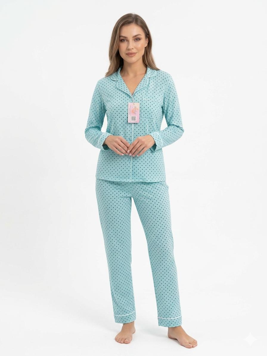Cyan polka dot Nightwear